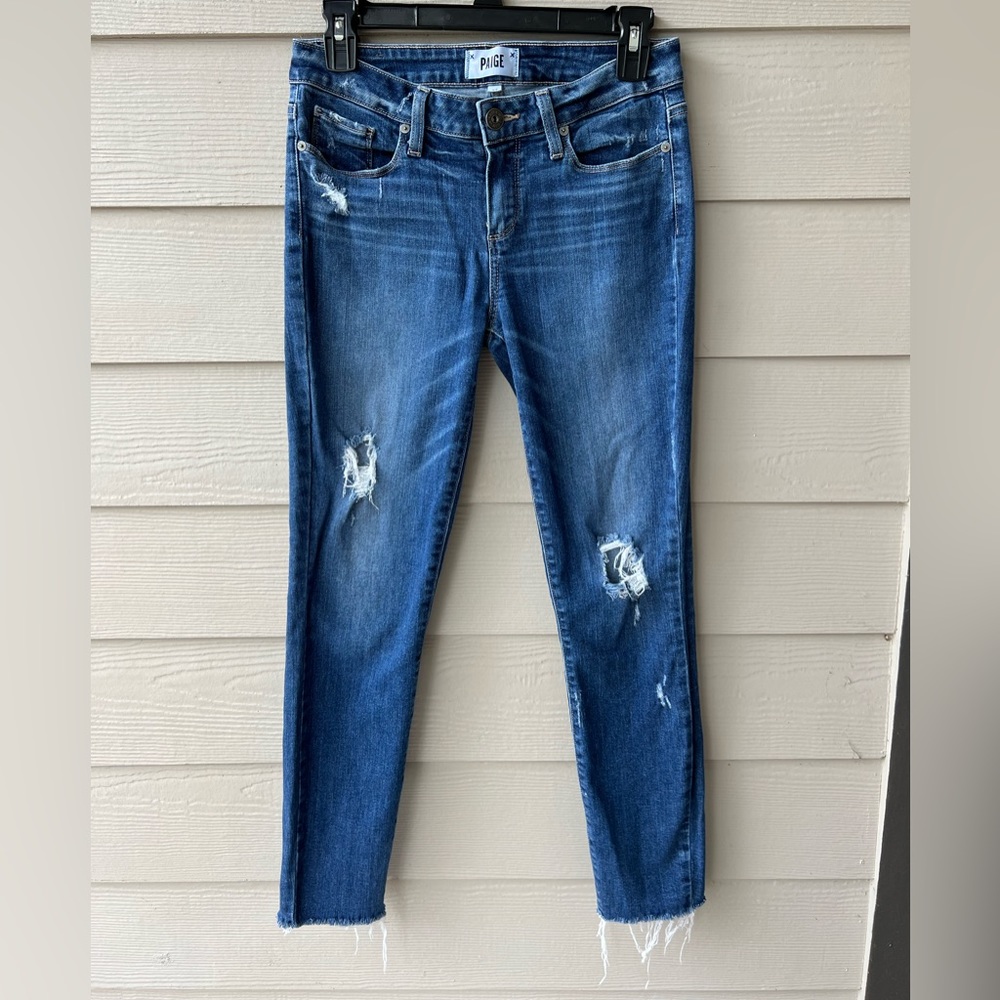 Paige Verdugo Ankle Destructed Mid Rise Skinny Jeans size 27